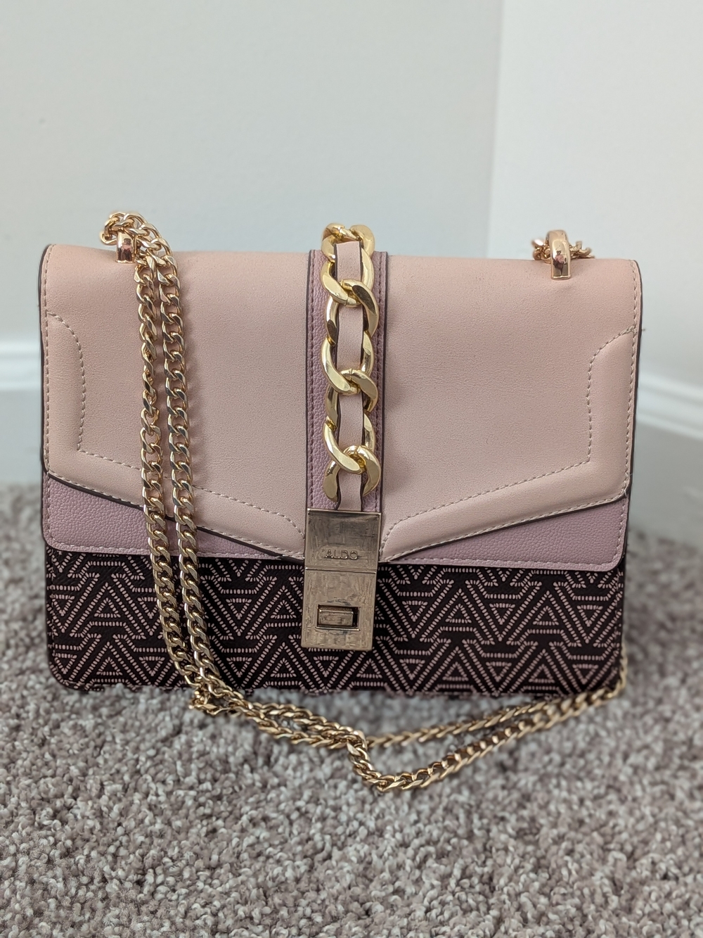 Aldo Blush Pink Chain-Accent Crossbody Bag